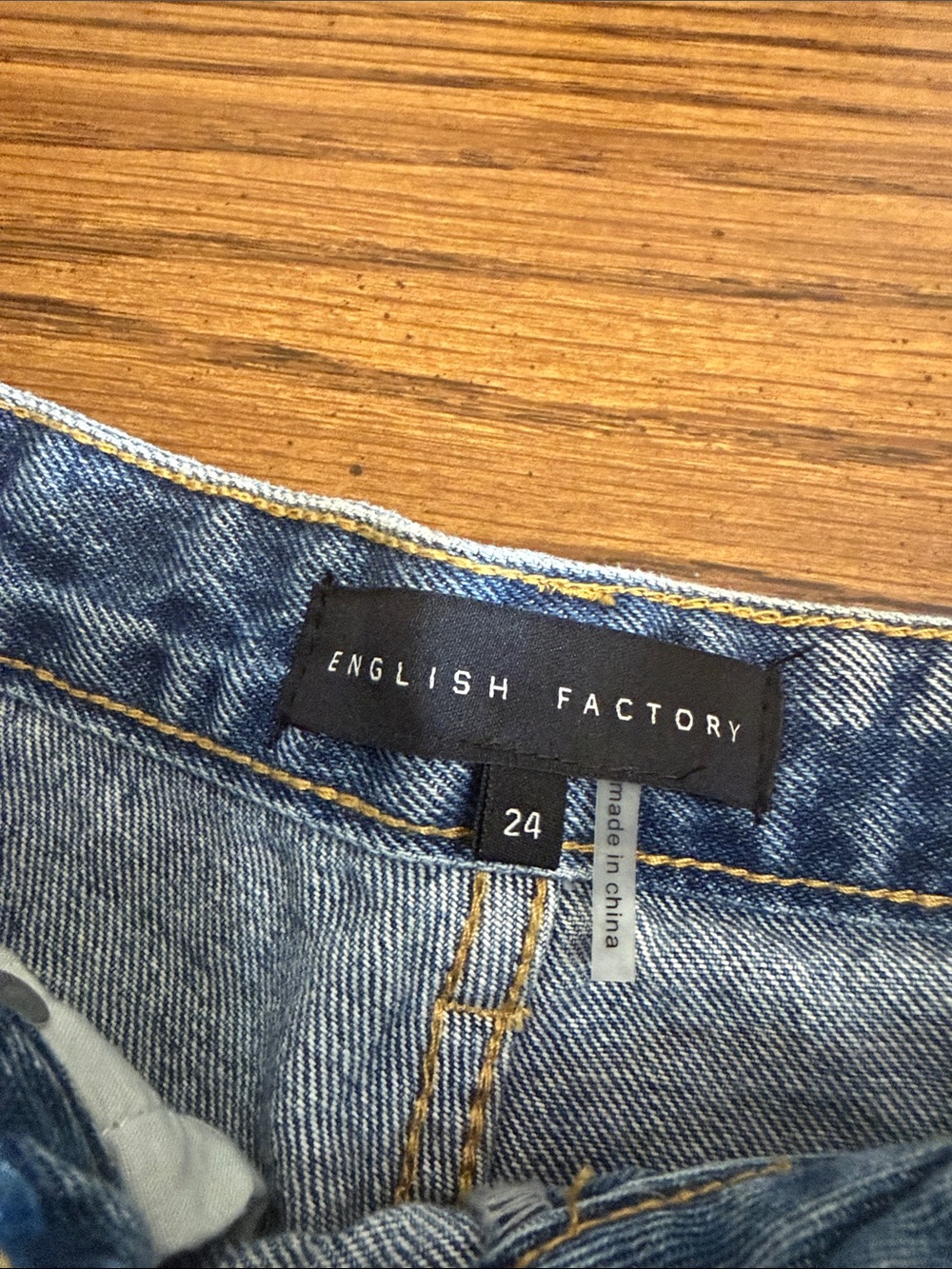 English Factory Light Blue Mom Jeans with distressing size 24 NWT